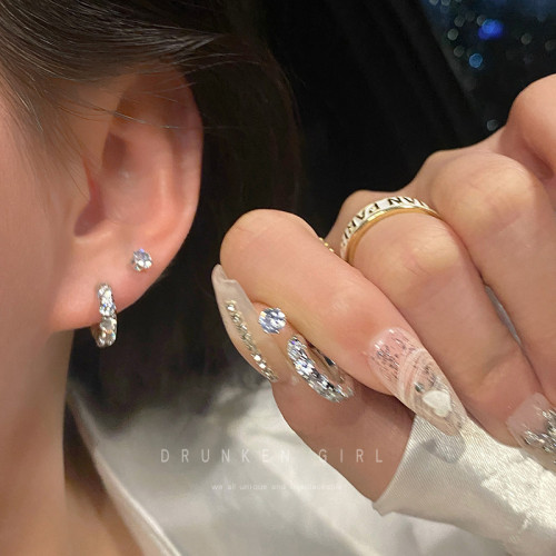 雙耳洞素圈耳環耳釘女秋冬小衆設計感小耳圈搭配圈圈耳飾圓圈耳釦 雙耳洞素圈耳環耳釘女秋冬小衆設計感小耳圈搭配圈圈耳飾圓圈耳釦