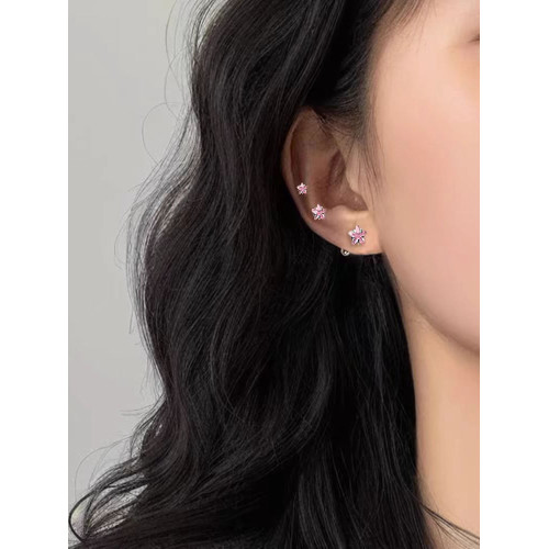 醫用鈦鋼養耳洞五角星超閃防過敏睡覺不用摘合金耳釘耳骨耳蝸釘華