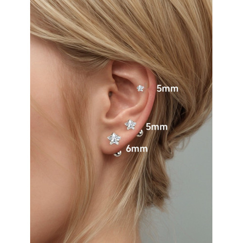 醫用鈦鋼養耳洞五角星超閃防過敏睡覺不用摘合金耳釘耳骨耳蝸釘華