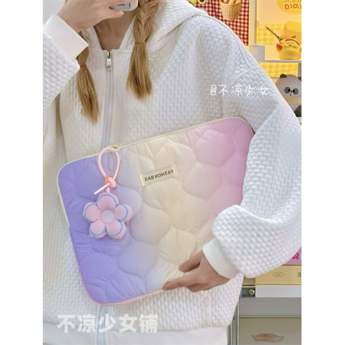 漸變彩虹手提11寸iPadpro平板內膽包14寸筆記型電腦保護套收納包