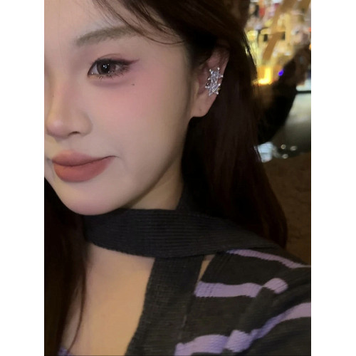 銅鍍真金仿水晶五芒星耳骨夾可調節輕奢日常通勤甜酷風精緻耳飾女 銅鍍真金仿水晶五芒星耳骨夾可調節輕奢日常通勤甜酷風精緻耳飾女