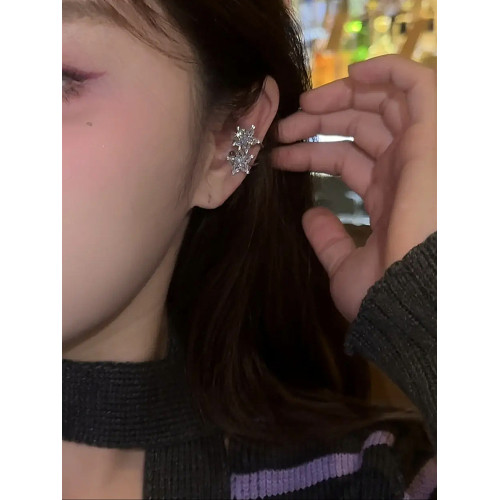 銅鍍真金仿水晶五芒星耳骨夾可調節輕奢日常通勤甜酷風精緻耳飾女 銅鍍真金仿水晶五芒星耳骨夾可調節輕奢日常通勤甜酷風精緻耳飾女