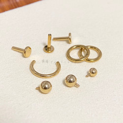 橫瞳 16G 內牙0.9  鍍金耳釘耳骨釘底座配件 基礎釘 馬蹄環閉口環