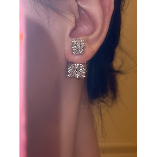 星冕◆閃爆了 小方糖s925耳釘耳環女輕奢高級感閃鑽婚禮宴會耳飾