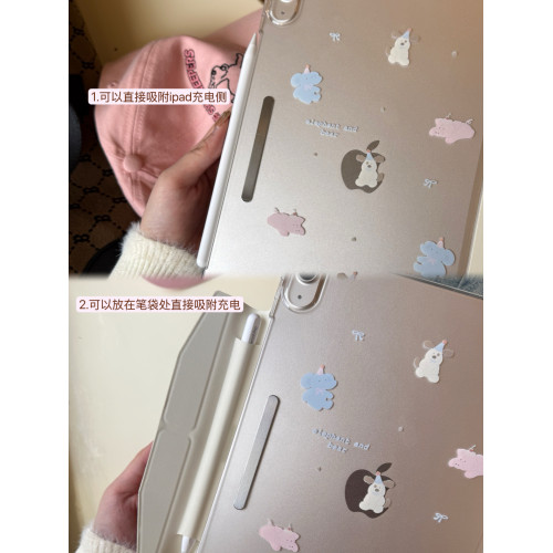 CAPYBABO《玩偶家族》2025新款筆袋原創設計可愛插畫平板iPad殼膚感磁吸適用於ipad789代Air456pro2024mini6