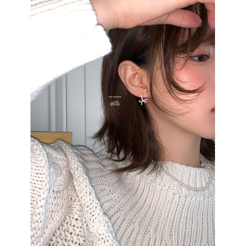 蝴蝶結鑲鑽鋯石耳環女款輕奢小衆設計感高級耳圈耳釦耳釘銀針耳飾 蝴蝶結鑲鑽鋯石耳環女款輕奢小衆設計感高級耳圈耳釦耳釘銀針耳飾