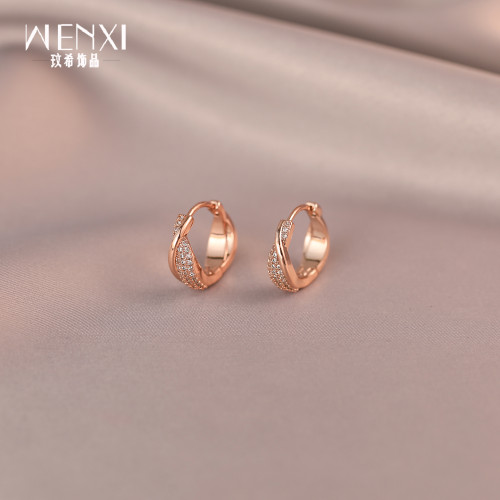 玫瑰金交叉圈圈耳釦高級輕奢小衆獨特漂亮耳環2026新款爆款耳飾女