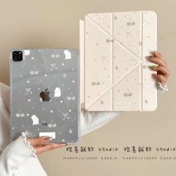 可拆卸Y折適用iPad保護殼灰粉小兔2025年Pro11/13防彎Air7/6代10代10.9寸9代10.2寸7/8代mini7筆槽12.9寸