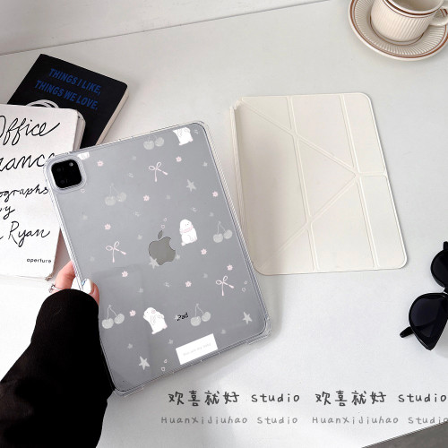 可拆卸Y折適用iPad保護殼灰粉小兔2025年Pro11/13防彎Air7/6代10代10.9寸9代10.2寸7/8代mini7筆槽12.9寸