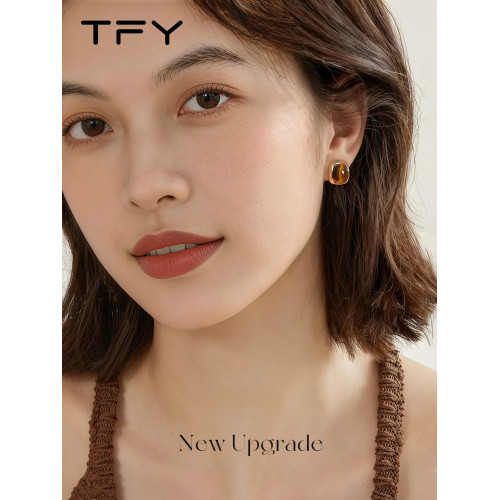 秋冬美拉德虎眼石耳釘女士精緻小巧巨好看耳環2026新款高級感耳飾