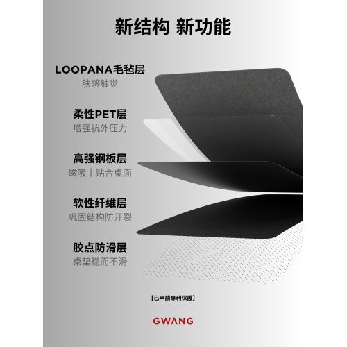 GWANG大尺寸毛氈絨面質感黑灰滑鼠鍵盤辦公電競電腦桌墊護腕磁吸