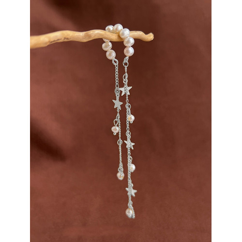 天然淡水珍珠耳夾無耳洞女耳骨夾輕奢高級流蘇耳骨環絕美獨特耳飾