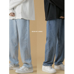 加絨加厚直筒牛仔褲男秋冬季2025新款寬鬆潮牌青少年休閒濶腿褲子