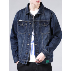 港風復古牛仔外套男士寬鬆秋季夾克2025春秋新款工裝休閒拼接茄克