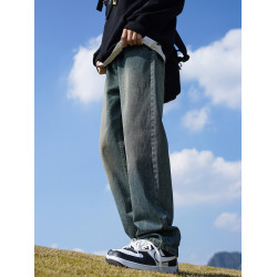 港仔文藝男黑色牛仔褲男春季長褲男生微喇直筒褲男士休閒褲子男款