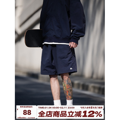 BELLKENIDEA 輕薄透氣運動休閒夏季五分褲短褲男純色潮流行簡約