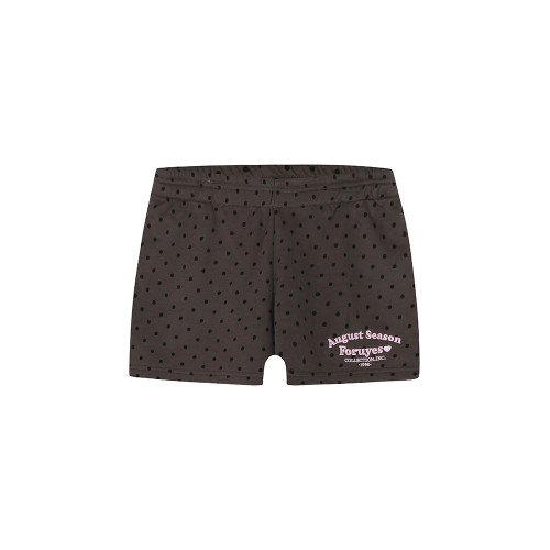 FORUYES官方店 美式復古校園風標語刺綉波點女ins潮修身休閒短褲