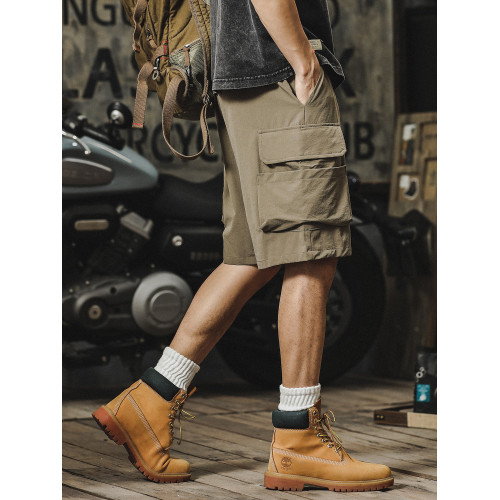 冰絲工裝短褲男夏季薄款美式潮牌直筒寬鬆運動透氣速乾休閒五分褲