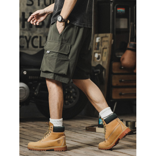 冰絲工裝短褲男夏季薄款美式潮牌直筒寬鬆運動透氣速乾休閒五分褲