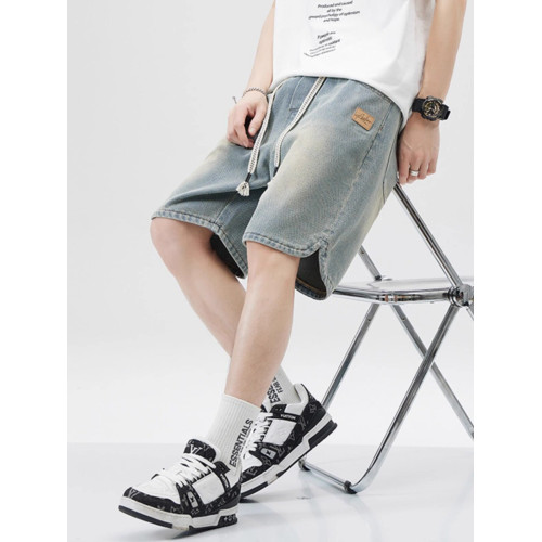 夏季薄款星空紋牛仔短褲男士2024新款寬鬆美式潮牌休閒五分中褲子