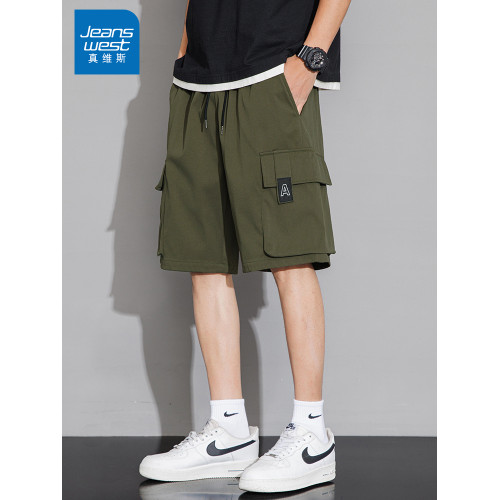 真維斯美式工裝褲短褲男2024新款寬鬆夏季薄款休閒五分褲男裝短褲