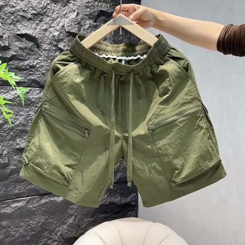 拉鍊口袋短褲男夏季2025新款潮牌百搭工裝五分褲寬鬆運動休閒中褲