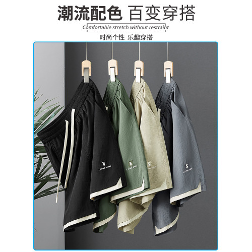 男士短褲夏季2025新款潮牌外穿休閒運動冰絲薄款五分褲子男夏天