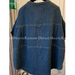 特大碼300斤短袖牛仔外套男女裝夏季薄款襯衫式復古寬鬆休閒上衣2