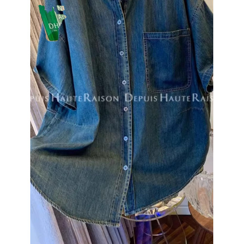 特大碼300斤短袖牛仔外套男女裝夏季薄款襯衫式復古寬鬆休閒上衣2