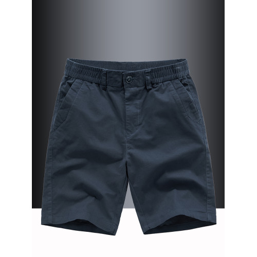 夏季褲子新款男士休閒短褲寬鬆薄款松緊腰大碼純棉工裝水洗五分褲