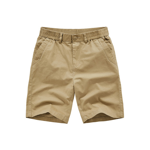 夏季褲子新款男士休閒短褲寬鬆薄款松緊腰大碼純棉工裝水洗五分褲