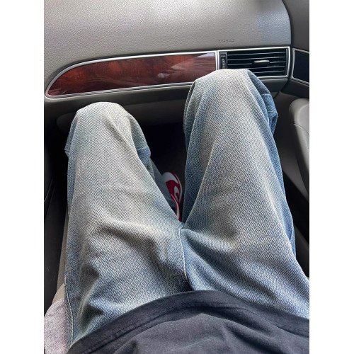 復古星空紋牛仔褲男秋季美式高街vibe褲子潮牌垂感寬鬆直筒濶腿褲