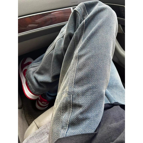 復古星空紋牛仔褲男秋季美式高街vibe褲子潮牌垂感寬鬆直筒濶腿褲