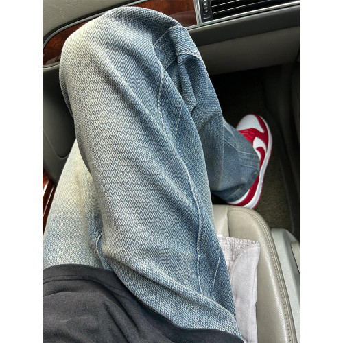 復古星空紋牛仔褲男秋季美式高街vibe褲子潮牌垂感寬鬆直筒濶腿褲