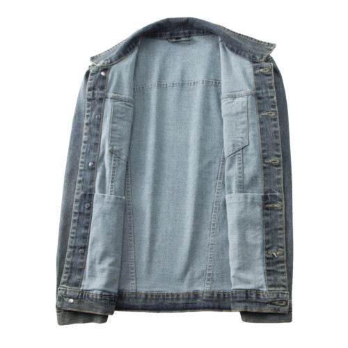 復古牛仔外套裝男潮牌秋冬季工裝夾克簡約百搭外穿休閒牛仔長褲子