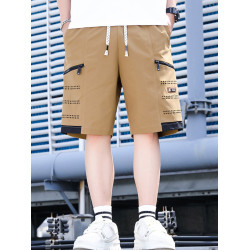 沙灘短褲男夏季籃球跑步運動五分褲外穿薄款潮牌直筒寬鬆休閒中褲