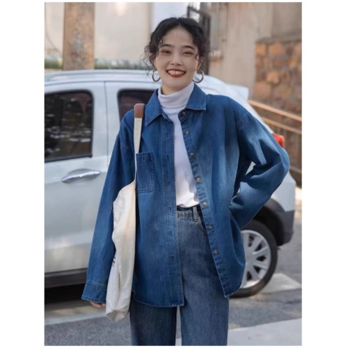 特大碼300斤牛仔襯衫男女裝秋冬設計感曡穿內搭寬鬆休閒外套上衣2