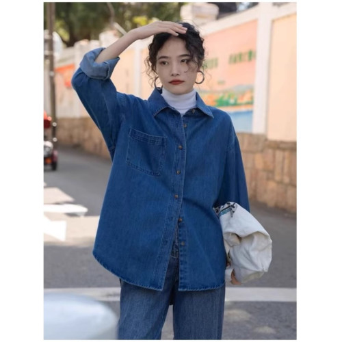 特大碼300斤牛仔襯衫男女裝秋冬設計感曡穿內搭寬鬆休閒外套上衣2