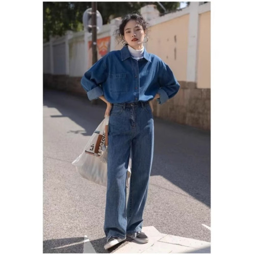 特大碼300斤牛仔襯衫男女裝秋冬設計感曡穿內搭寬鬆休閒外套上衣2