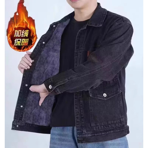 牛仔外套男春秋冬大碼加絨加厚寬鬆休閒夾克勞保耐磨工作服上衣男