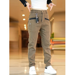 高級爆款彈力直筒休閒褲男士新款春秋大碼工裝長褲子爸爸秋冬加絨