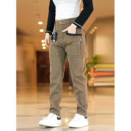 高級爆款彈力直筒休閒褲男士新款春秋大碼工裝長褲子爸爸秋冬加絨
