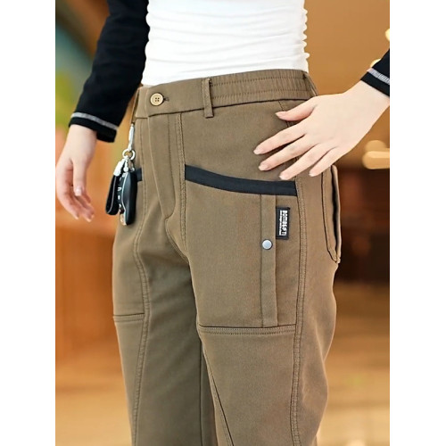 高級爆款彈力直筒休閒褲男士新款春秋大碼工裝長褲子爸爸秋冬加絨