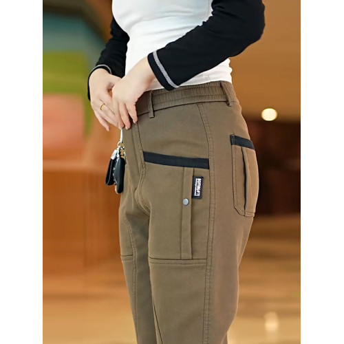 高級爆款彈力直筒休閒褲男士新款春秋大碼工裝長褲子爸爸秋冬加絨