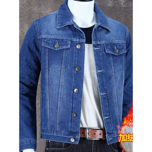 秋冬加絨牛仔外套男潮牌百搭休閒工裝夾克外穿耐磨加厚工作服上衣