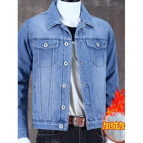 秋冬加絨牛仔外套男潮牌百搭休閒工裝夾克外穿耐磨加厚工作服上衣