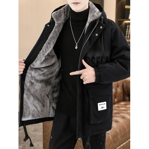 冬季青少年牛仔外套男加絨加厚派克服潮流寬鬆帥氣初高中學生棉衣