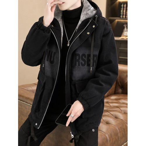 冬季青少年牛仔外套男加絨加厚派克服潮流寬鬆帥氣初高中學生棉衣