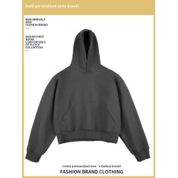 Weishang秋冬新款連帽純色套頭衫寬鬆休閒短款內搭上衣慵懶衛衣