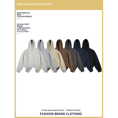 Weishang秋冬新款連帽純色套頭衫寬鬆休閒短款內搭上衣慵懶衛衣